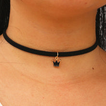 Load image into Gallery viewer, Choker Necklaces Women Black Velvet Suede Leather Chain Short Collares Fashion Jewelry Crown Peace Gothic 90's Bijoux Steampunk