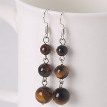 Load image into Gallery viewer, New Fashion 6mm+8mm+10mm Earrings for Women Natural Tiger Eye Beads Stone Dangle Long Lady Earrings Jewelry