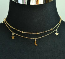 Load image into Gallery viewer, New fashion jewelry 2 layer star moon choker necklace nice gift for women girl (order 3 pieces have 15% off) N2076