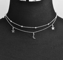 Load image into Gallery viewer, New fashion jewelry 2 layer star moon choker necklace nice gift for women girl (order 3 pieces have 15% off) N2076