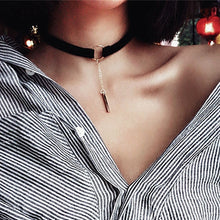 Load image into Gallery viewer, Gold Women Choker Necklaces Simple Punk Pendant Black Leather Chokers Trendy Chain Necklaces X178