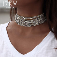 Load image into Gallery viewer, 17KM Multiple layers Rhinestone Crystal Choker Necklace for Women New Bijoux Maxi Statement Necklaces Collier Fashion Jewelry