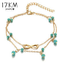 Load image into Gallery viewer, 17KM New Double Infinite Beads Pendant Anklet Foot Chain For Woman Summer Bracelet Charm 2 Color Anklets Foot Jewelry Gift