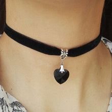 Load image into Gallery viewer, New Gothic Punk Harajuku Choker Necklace Leather Black Velvet Suede Steampunk Torques Jewelry Triangle LOVE Heart Star Crystal