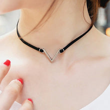 Load image into Gallery viewer, New Gothic Punk Harajuku Choker Necklace Leather Black Velvet Suede Steampunk Torques Jewelry Triangle LOVE Heart Star Crystal