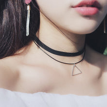 Load image into Gallery viewer, New Gothic Punk Harajuku Choker Necklace Leather Black Velvet Suede Steampunk Torques Jewelry Triangle LOVE Heart Star Crystal