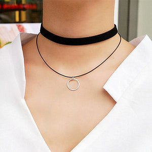 New Gothic Punk Harajuku Choker Necklace Leather Black Velvet Suede Steampunk Torques Jewelry Triangle LOVE Heart Star Crystal