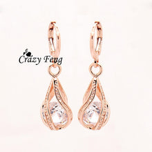 Load image into Gallery viewer, Free shipping New Fashion Women/Girl&#39;s  Rose  white/pink/purple/green CZ  Pierced Dangle Earrings Jewelry