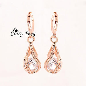 Free shipping New Fashion Women/Girl's  Rose  white/pink/purple/green CZ  Pierced Dangle Earrings Jewelry