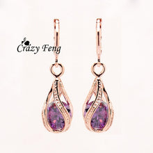 Load image into Gallery viewer, Free shipping New Fashion Women/Girl&#39;s  Rose  white/pink/purple/green CZ  Pierced Dangle Earrings Jewelry