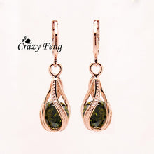 Load image into Gallery viewer, Free shipping New Fashion Women/Girl&#39;s  Rose  white/pink/purple/green CZ  Pierced Dangle Earrings Jewelry