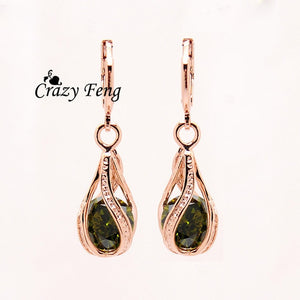 Free shipping New Fashion Women/Girl's  Rose  white/pink/purple/green CZ  Pierced Dangle Earrings Jewelry