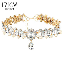 Load image into Gallery viewer, 17KM Boho Collar Choker Water Drop Crystal Beads Choker Necklace &amp;pendant Vintage Simulated Pearl Statement Beads Maxi Jewelry