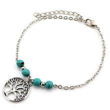 Load image into Gallery viewer, SHEEGIOR Sexy Barefoot Beach Turquoises Anklets Women Lovely Fatima Hand/Tree/Cross Silver Pendants Ankle Bracelets Foot Jewelry
