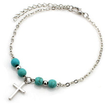 Load image into Gallery viewer, SHEEGIOR Sexy Barefoot Beach Turquoises Anklets Women Lovely Fatima Hand/Tree/Cross Silver Pendants Ankle Bracelets Foot Jewelry