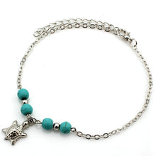 Load image into Gallery viewer, SHEEGIOR Sexy Barefoot Beach Turquoises Anklets Women Lovely Fatima Hand/Tree/Cross Silver Pendants Ankle Bracelets Foot Jewelry
