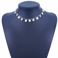 Load image into Gallery viewer, FAMSHIN New 1cm gold sequins tassel necklace. Metal round pendant short necklace / neckband necklace