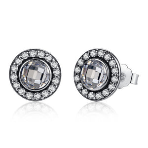 BAMOER Authentic 925 Sterling Silver Brilliant Legacy Stud Earrings With Clear CZ for Women Anniversary Jewelry PAS422