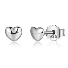 Load image into Gallery viewer, BAMOER 100% 925 Sterling Silver Petite Plain Hearts Stud Earrings for Women Silver Small Earrings Fine Jewelry brincos PAS441