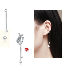 Load image into Gallery viewer, BAMOER Popular 925 Sterling Silver Geometric Circle &amp; T bar Long Drop Earrings for Women Fashion Sterling Silver Jewelry SCE086