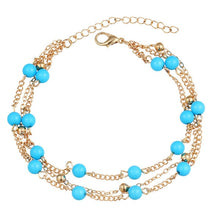 Load image into Gallery viewer, 2018 Blue Bead Gold Color Chain Anklet Bracelets For Women Beach Summer Jewelry Pendant Pour Ladies Anklets