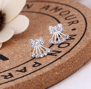 Hot Sale Cute Exquisite Simlated Pearl Crystal Stud Earring Butterfly Snowflake Star Triangle Crown Shape Earring Bijoux Brincos