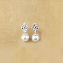 Load image into Gallery viewer, Hot Sale Cute Exquisite Simlated Pearl Crystal Stud Earring Butterfly Snowflake Star Triangle Crown Shape Earring Bijoux Brincos