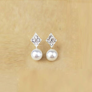 Hot Sale Cute Exquisite Simlated Pearl Crystal Stud Earring Butterfly Snowflake Star Triangle Crown Shape Earring Bijoux Brincos