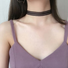 Load image into Gallery viewer, Elastic Chokers Necklaces For Women Black Lace Hollow Flower Short Clavicle Collares Fashion Jewelry Gothic Bijoux Steampunk