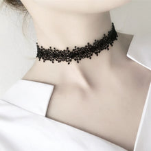 Load image into Gallery viewer, Elastic Chokers Necklaces For Women Black Lace Hollow Flower Short Clavicle Collares Fashion Jewelry Gothic Bijoux Steampunk