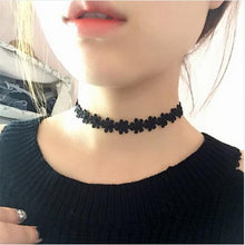 Load image into Gallery viewer, Elastic Chokers Necklaces For Women Black Lace Hollow Flower Short Clavicle Collares Fashion Jewelry Gothic Bijoux Steampunk