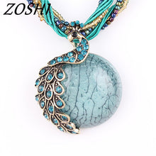 Load image into Gallery viewer, ZOSHI Blue natural crystal stone pendant necklace