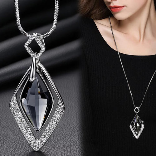 Meyfflin Long Necklaces & Pendants for Women Collier Femme Geometric Statement Colar Maxi Fashion Crystal Jewelry Bijoux 2019