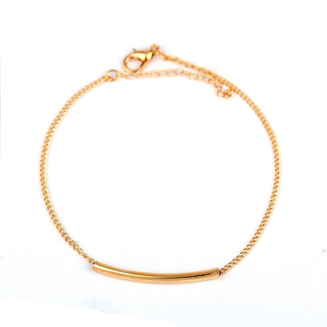 Simple Chain Anklet with U Tube Gold Color Ankle Bracelet New Fashion Summer Jewelry on Leg for Women Wholesale Price