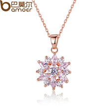 Load image into Gallery viewer, BAMOER  White Gold Color Necklaces Pendants with White AAA Cubic Zirconia For Women Birthday Gift JIN028