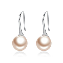 Load image into Gallery viewer, BAMOER 925 Sterling Silver 4 Color Round Imitation Pearl Drop Earrings Women Sterling Silver Jewelry Oorbellen Brincos SCE146