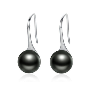 BAMOER 925 Sterling Silver 4 Color Round Imitation Pearl Drop Earrings Women Sterling Silver Jewelry Oorbellen Brincos SCE146