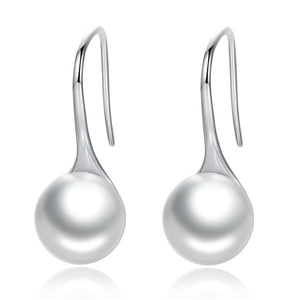 BAMOER 925 Sterling Silver 4 Color Round Imitation Pearl Drop Earrings Women Sterling Silver Jewelry Oorbellen Brincos SCE146