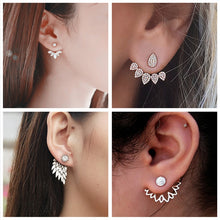 Load image into Gallery viewer, H23 New Imitation Pearl Heart Crystal Flower Leaf Angel Wings Geometry Stud Earrings For Women Statement Ear Jewelry Wholesale