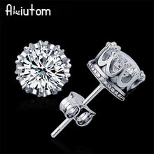 Load image into Gallery viewer, ALIUTOM 925 Sterling Sliver Fashion Jewelry 8MM Round 2 Carat Cubic Zirconia Silver Stud Earrings for Women