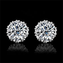 Load image into Gallery viewer, ALIUTOM 925 Sterling Sliver Fashion Jewelry 8MM Round 2 Carat Cubic Zirconia Silver Stud Earrings for Women