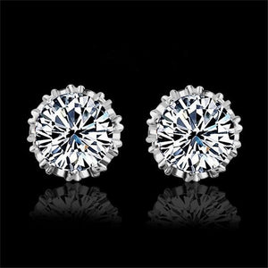 ALIUTOM 925 Sterling Sliver Fashion Jewelry 8MM Round 2 Carat Cubic Zirconia Silver Stud Earrings for Women