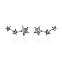 Load image into Gallery viewer, BAMOER 100% 925 Sterling Silver 3 Color Dazzling Stackable Star Stud Earrings for Women Authentic Silver Jewelry Bijoux SCE291