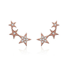 Load image into Gallery viewer, BAMOER 100% 925 Sterling Silver 3 Color Dazzling Stackable Star Stud Earrings for Women Authentic Silver Jewelry Bijoux SCE291