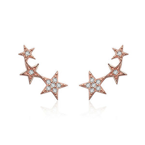 BAMOER 100% 925 Sterling Silver 3 Color Dazzling Stackable Star Stud Earrings for Women Authentic Silver Jewelry Bijoux SCE291