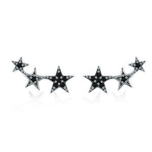 BAMOER 100% 925 Sterling Silver 3 Color Dazzling Stackable Star Stud Earrings for Women Authentic Silver Jewelry Bijoux SCE291