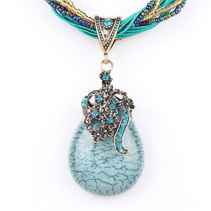 ZOSHI Blue natural crystal stone pendant necklace