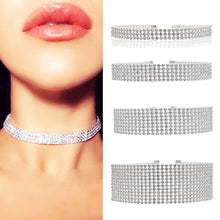 Load image into Gallery viewer, Women Full Shining Crystal Rhinestone Choker Necklace