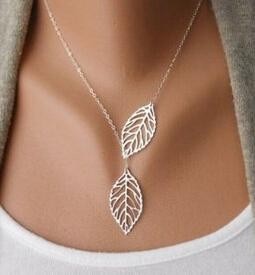 New fashion jewelry simple personality wild temperament 2 leaf necklace female jewelry necklace