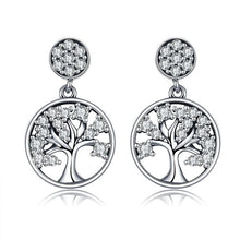 Load image into Gallery viewer, BAMOER Genuine 100% 925 Sterling Silver Tree of Life ,AAA Zircon Drop Earrings for Women Sterling Silver Jewelry Brincos SCE067